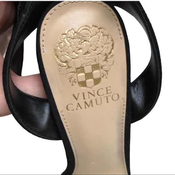 3X Host Pick! 🐆 NWOT Vince Camuto Black Suede Heeled Sandal Leopard - Picture 7 of 12